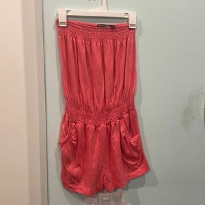 Pink cotton romper cover up